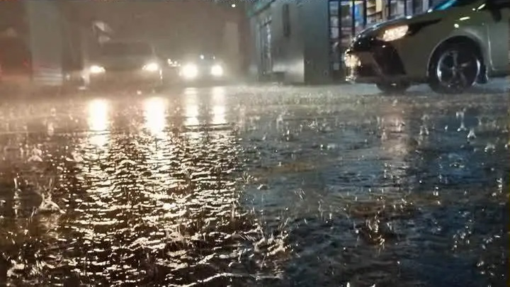 道路下雨